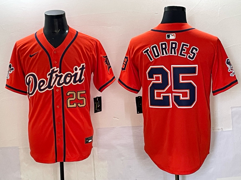 Men 2025 Detroit Tigers #25 Torres orange Game Nike MLB Jersey 01